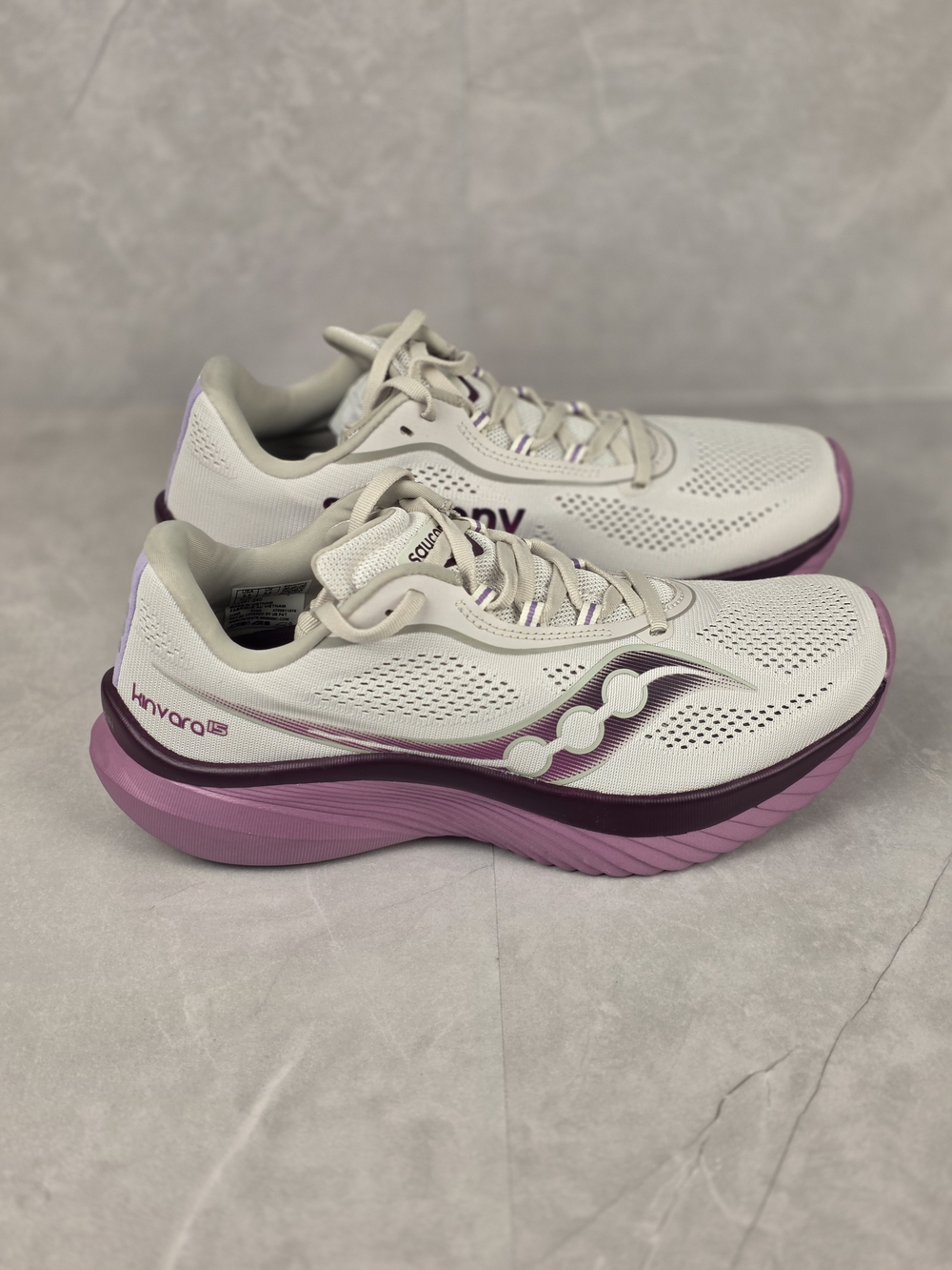 Saucony Women's White and Purple Kinvara Edge Running Shoes